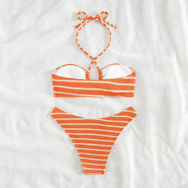 Damen Bandeau-Bikini mit stilvollem Streifendesign EB