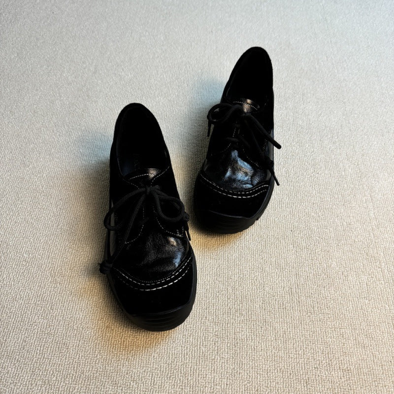 Damen modische Schnürschuhe mit hochwertiger Lederverarbeitung und bequemer Sohle EB