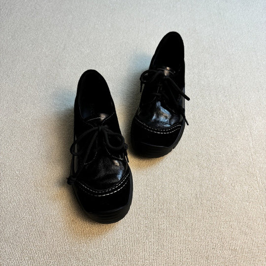 Damen modische Schnürschuhe mit hochwertiger Lederverarbeitung und bequemer Sohle EB