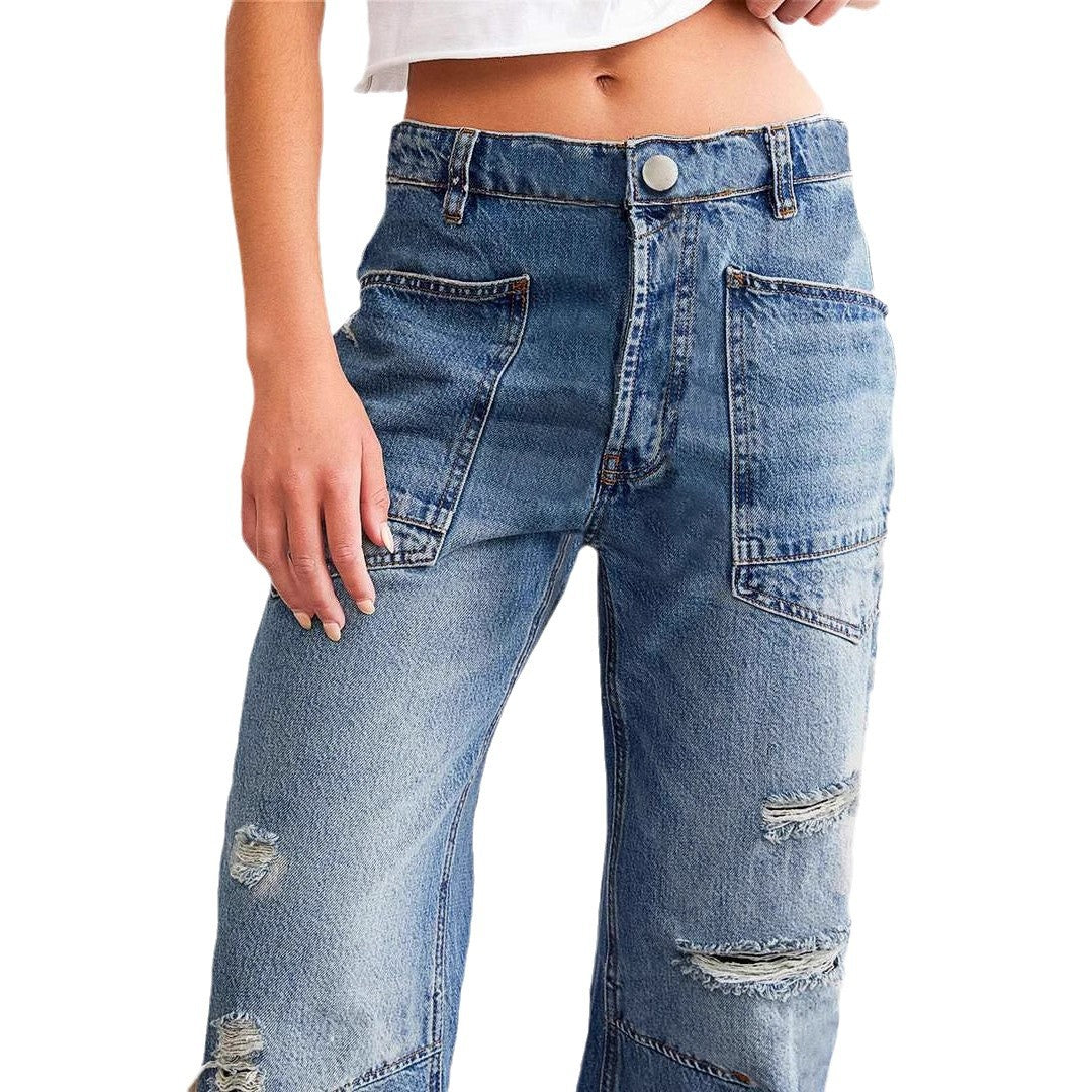 Damen Denim-Hosen mit großflächigen Taschen EB