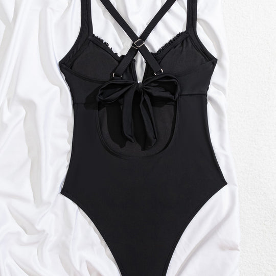 Damen Einteiliger Badeanzug mit neckischem V-Ausschnitt und raffinierten Trägerdetails EB