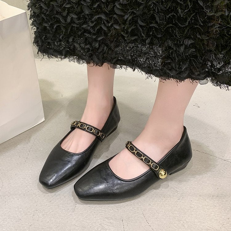 Damen elegante Ballerinas mit Schnallenakzent EB