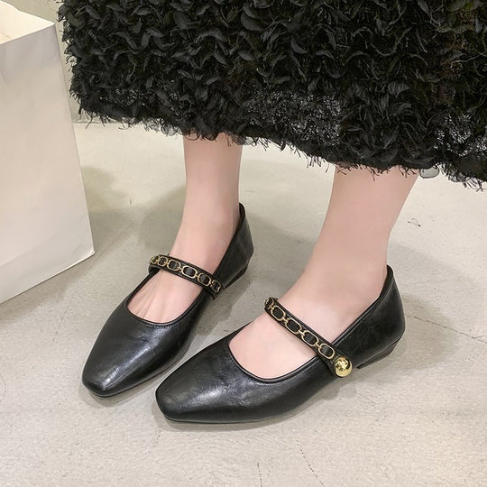 Damen elegante Ballerinas mit Schnallenakzent EB