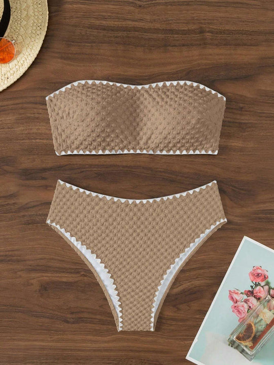 Damen Bandeau-Bikini mit strukturierter Oberfläche EB