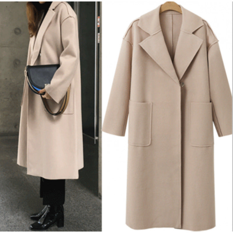 Damen Oversized Mantel mit tiefem Revers und Taschen EB