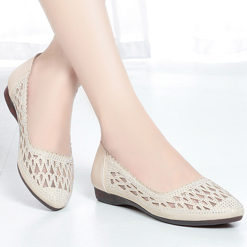 Damen Elegante Ballerinas mit modischem Cut-Out-Design und funkelnden Strassdetails EB