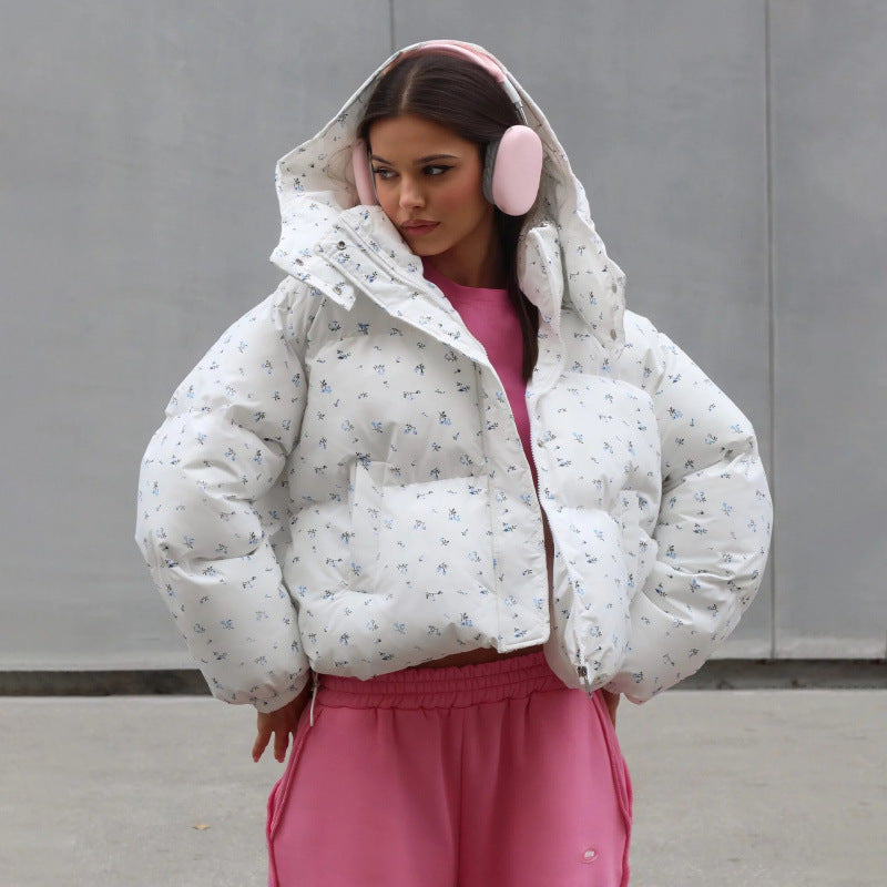 Damen gefütterte Blumensteppjacke im modernen Schnitt EB