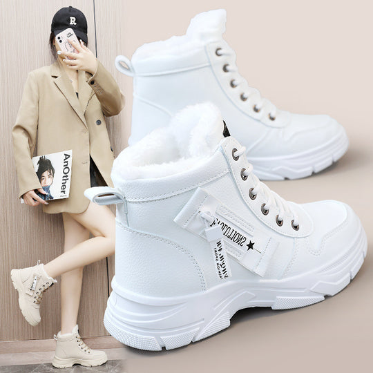 Damen modische Winterboots mit warmem Kunstfellfutter und robuster Profilsohle EB