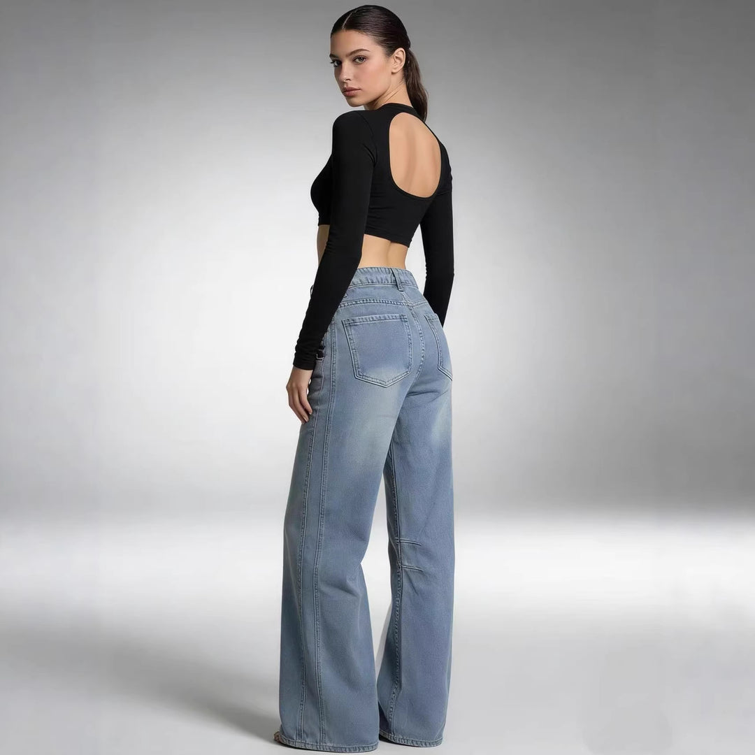 Damen nan schlichtes langarm-Feinstrickshirt mit Rundhalsausschnitt, leicht taillierter Silhouette und elastischem Tragekomfort EB