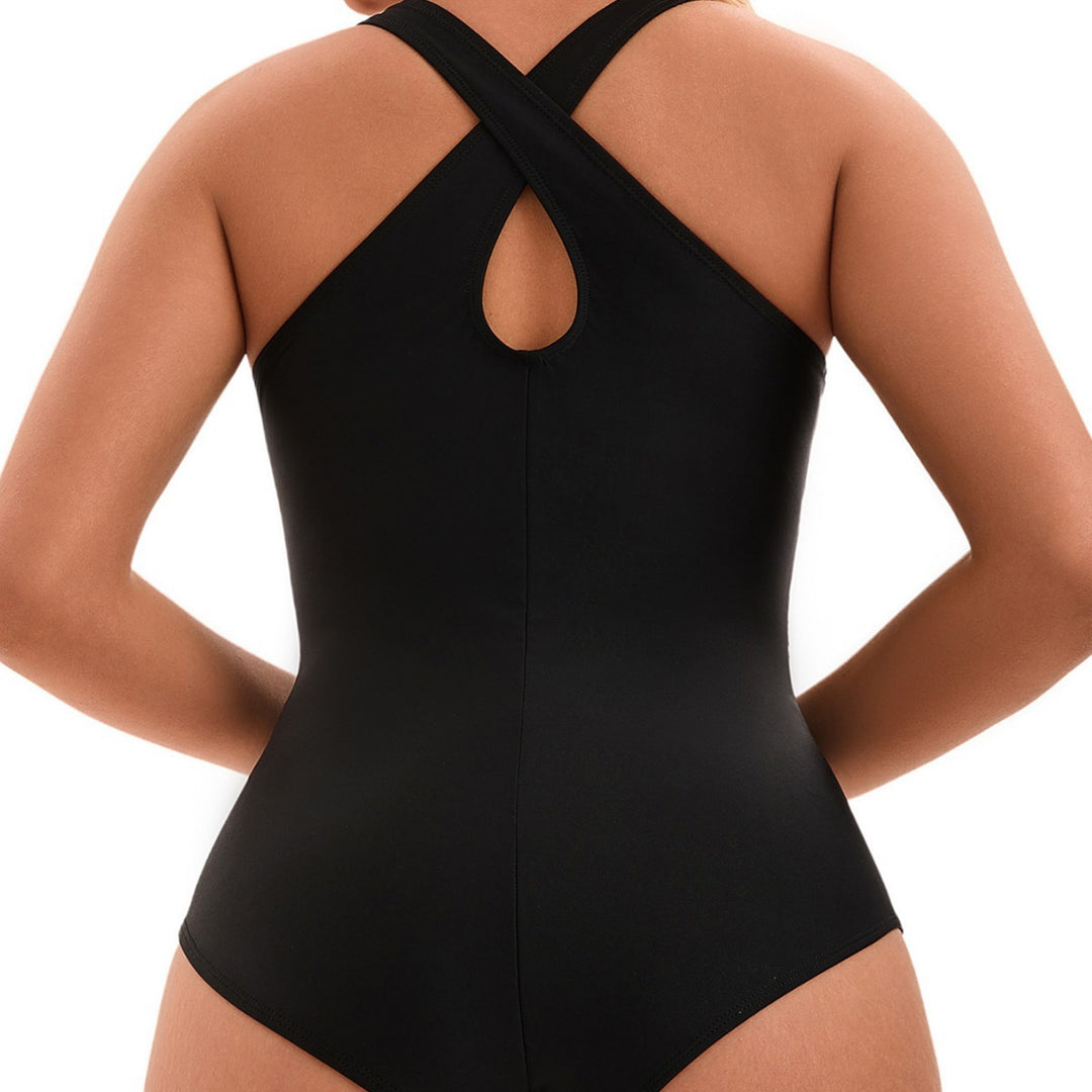 Damen Eleganter Einteiler mit V-Ausschnitt und gezielten Raffungen EB