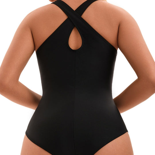 Damen Eleganter Einteiler mit V-Ausschnitt und gezielten Raffungen EB