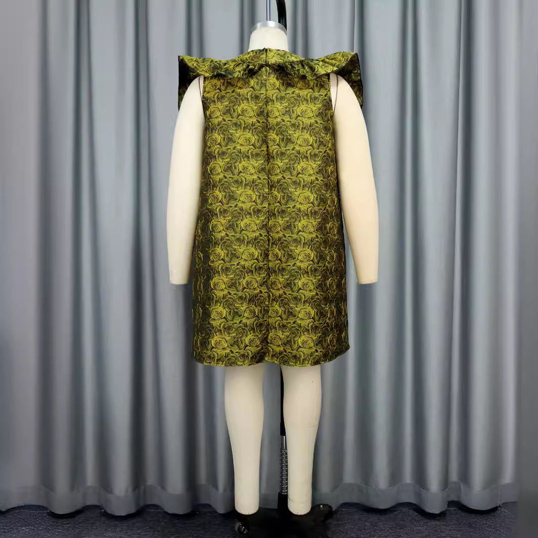 Damen Kleid mit voluminösen Rüschen und floralem Muster EB