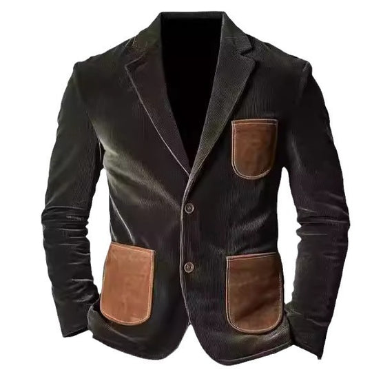 Herren elegante Cordjacke mit applikationen EB