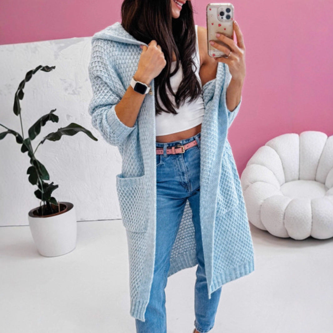Damen Strickmantel mit luftiger Maschenstruktur und praktischen Taschen EB