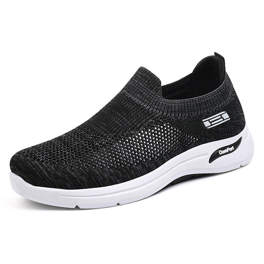 Damen nan nahtloser Strick-Slip-On Alltagswalker mit elastischem Knöchelschaft und stoßdämpfender Luftkissen-Zwischensohle EB