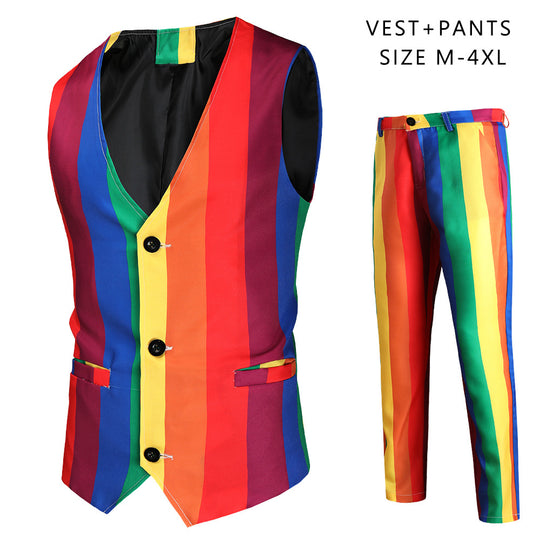 Unisex nan schmal geschnittene Chinohose mit vertikalem Streifenmuster und elastischem Bund EB