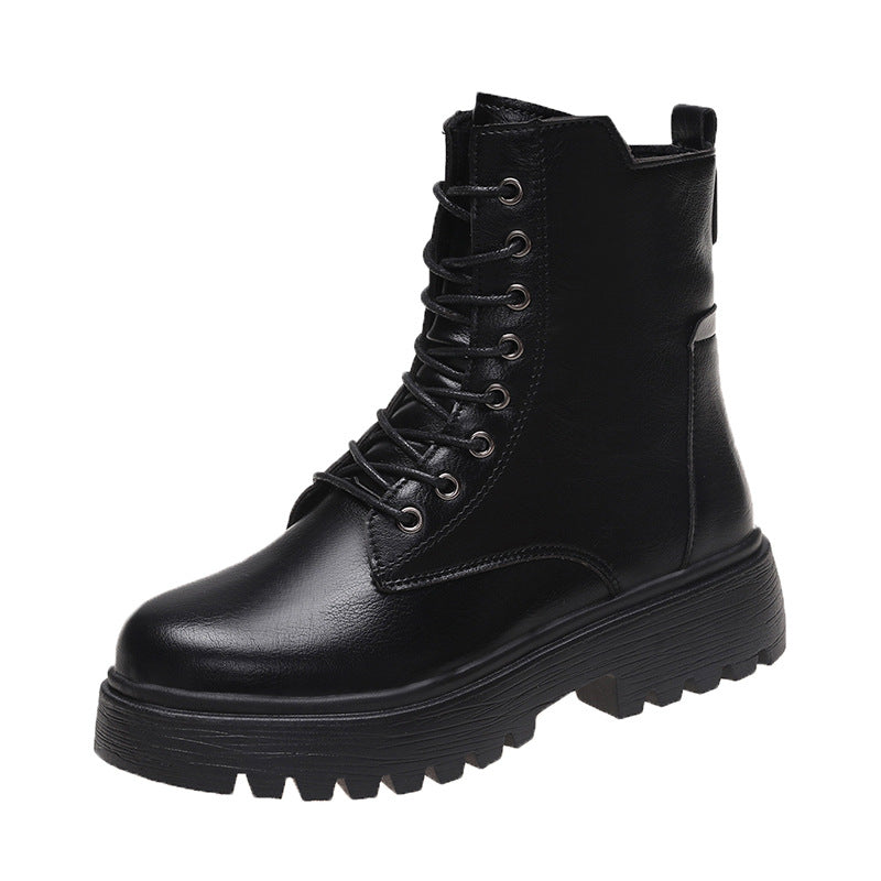 Damen robuste Schnürstiefel mit hoher Sohle und praktischem Design EB