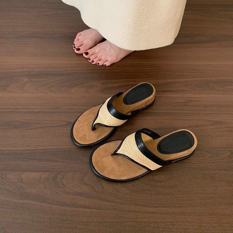 Damen elegante Riemchen-Pantoletten mit gewebtem Detail und komfortablem Fußbett EB