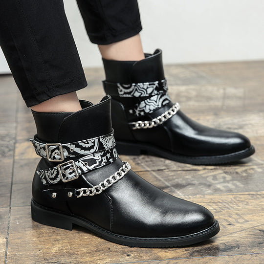 Damen Stiefeletten mit modischen Riemen und Kettenakzenten EB