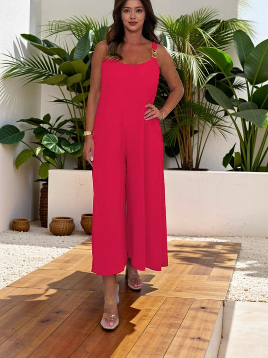 Damen Jumpsuit mit weiten Beinen und eleganten Trägern EB
