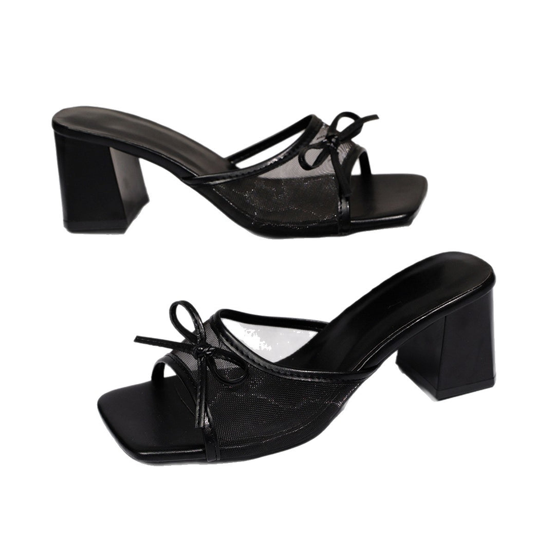 Damen Slingback Sandalen mit Mesh-Obermaterial und Blockabsatz EB