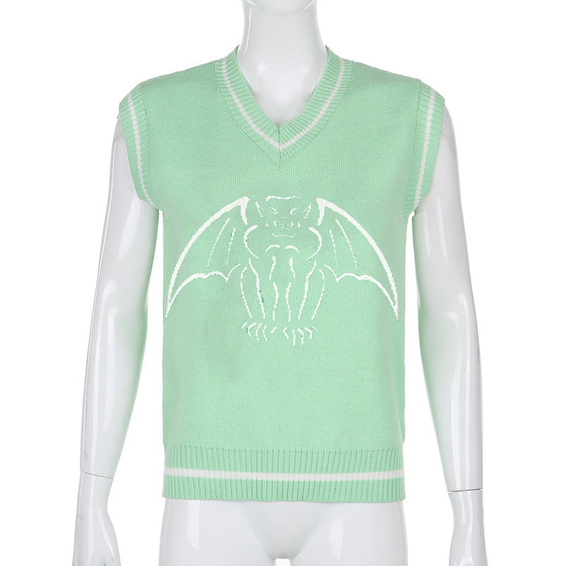 Damen Strickweste mit beeindruckendem Gothic-Motiv EB
