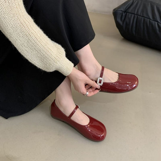 Damen Ballerinas mit eleganter Riemchenverzierung und funkelndem Schmuckdetail EB