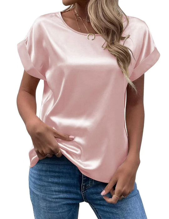 Damen Satin T-Shirt mit elegante Details EB