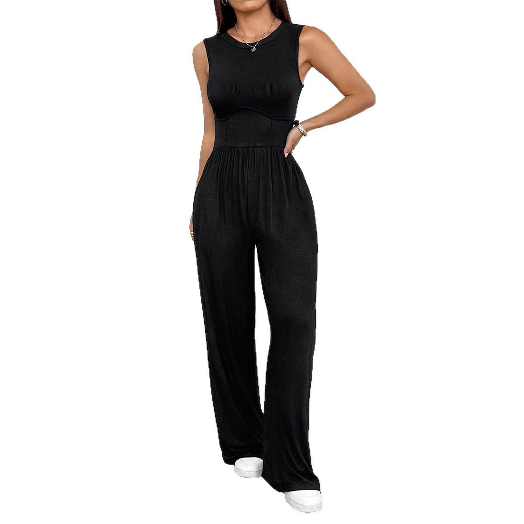 Damen Lässiger Jumpsuit mit weitem Bein und taillierter Ausarbeitung EB