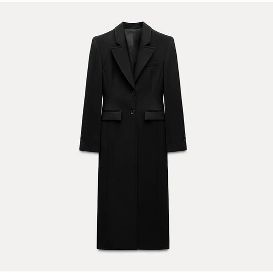 Damen Eleganter Longblazer mit schmaler Silhouette und klassischen Details EB
