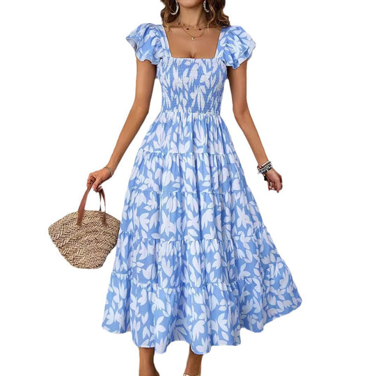 Damen Lange Maxikleid mit eleganten Rüschenträgern und gefüttertem Oberteil EB