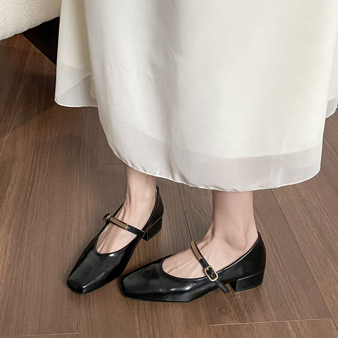 Damen elegante Mary-Jane Schuh mit verstellbarem Riemen EB