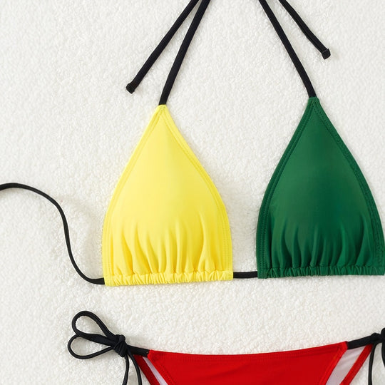 Damen Triangel-Bikini-Set mit modernen Bindebändern EB