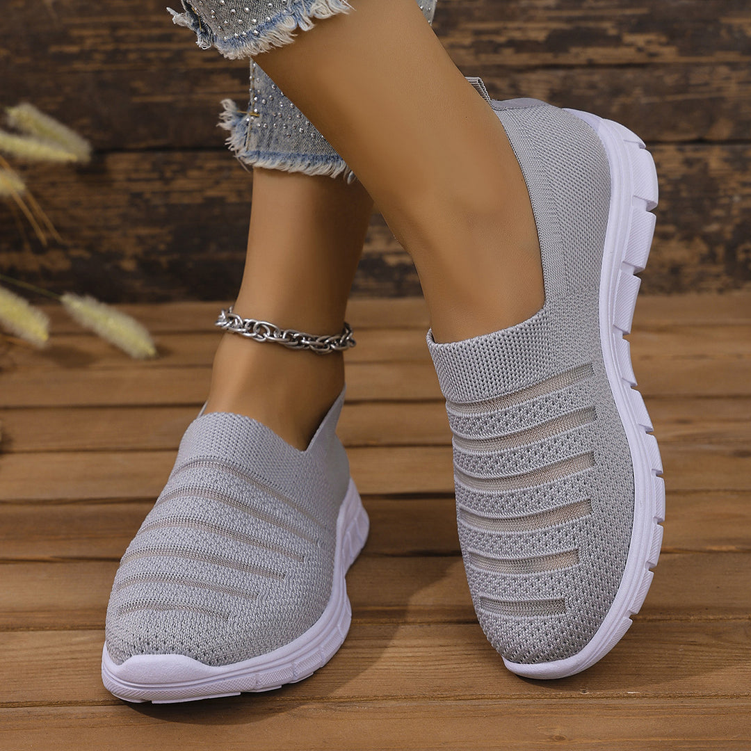 Damen Atmungsaktive Slip-On Sneakers mit elastischem Riemendesign EB