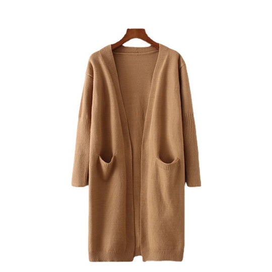 Damen Strickmantel mit tiefen Taschen und minimalistischer Silhouette EB