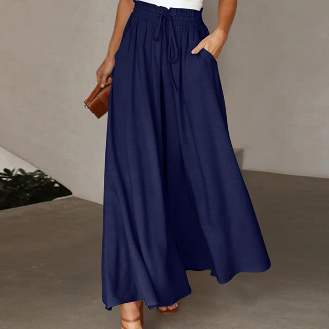EB | Leichte Damen Leinenhose mit Weitem Bein für Frühling und Sommer