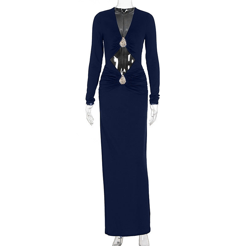 Damen Glamouröses Abendkleid mit raffinierten Cut-Outs und funkelnden Details EB