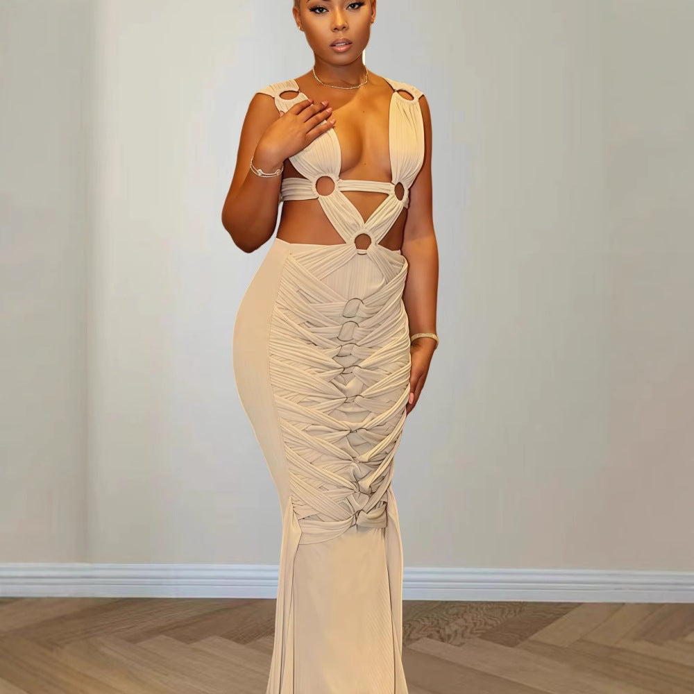 Damen Etuikleid mit raffinierten Cut-Out-Details und schimmerndem Finish EB