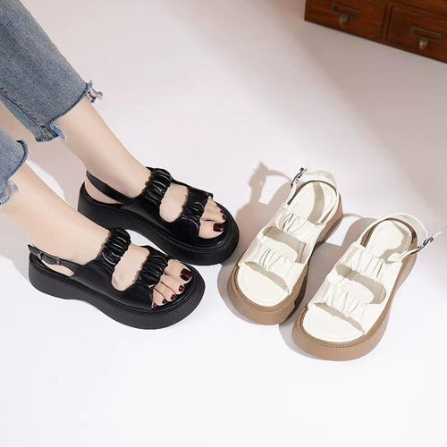 Damen trendige Sandalen mit elastischem Riemchen-Design und komfortabler Sohle EB