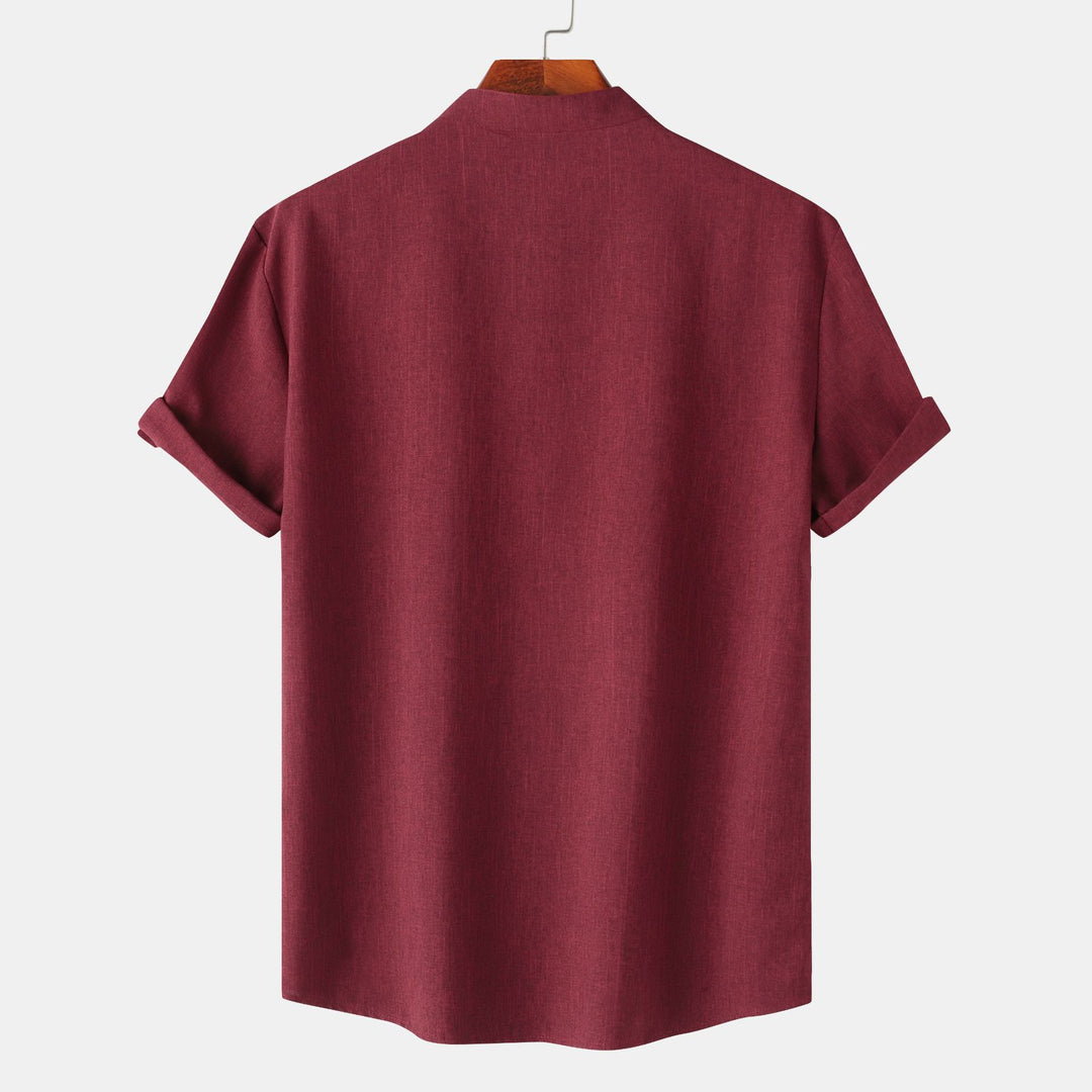 Herren Kurzarm-Hemd mit innovativem Henley-Kragen und lässigem Design EB