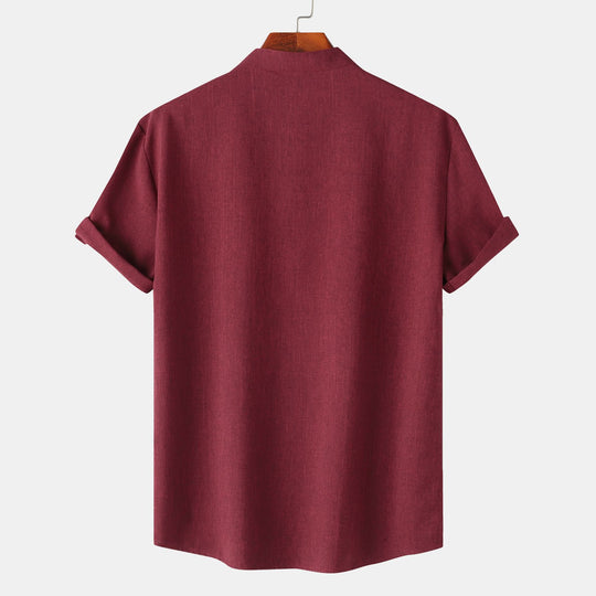 Herren Kurzarm-Hemd mit innovativem Henley-Kragen und lässigem Design EB