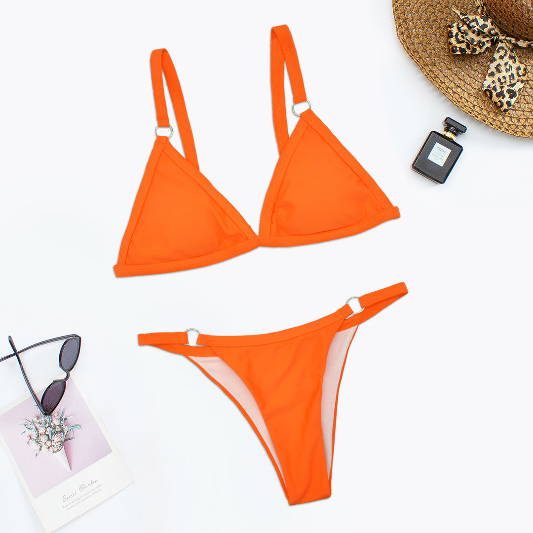 Damen Triangel-Bikini mit verstellbaren Trägern und eleganten Ringdetails EB