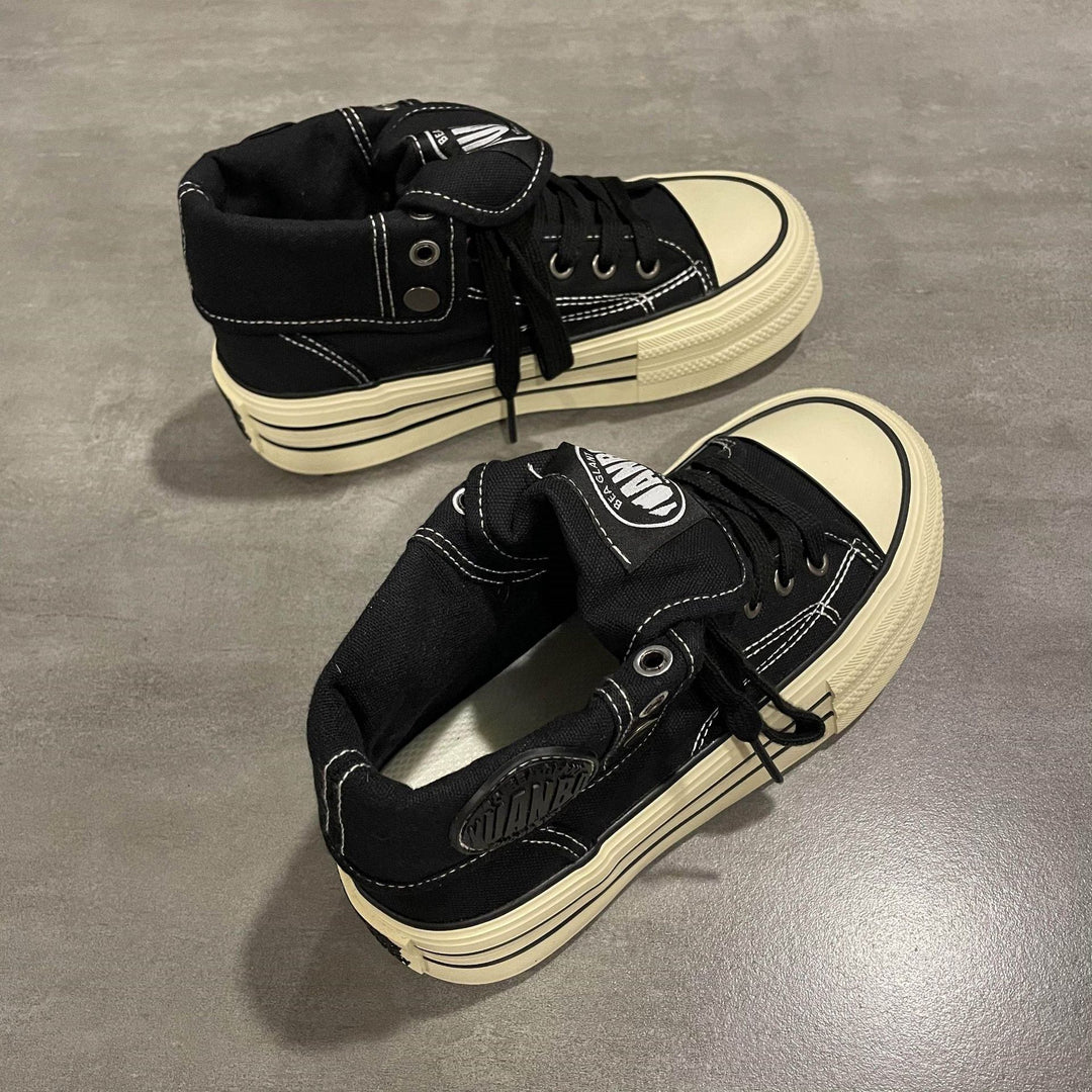 Damen High-Top Sneakers mit dicker Gummisohle und seitlichem Reißverschluss EB