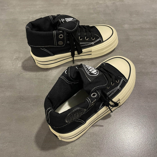 Damen High-Top Sneakers mit dicker Gummisohle und seitlichem Reißverschluss EB