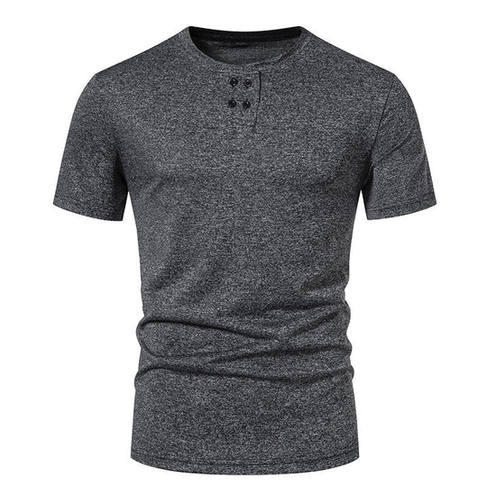 Herren Kurzarm-Henley-T-Shirt mit modischem Knopfdesign und atmungsaktiver Baumwollqualität EB