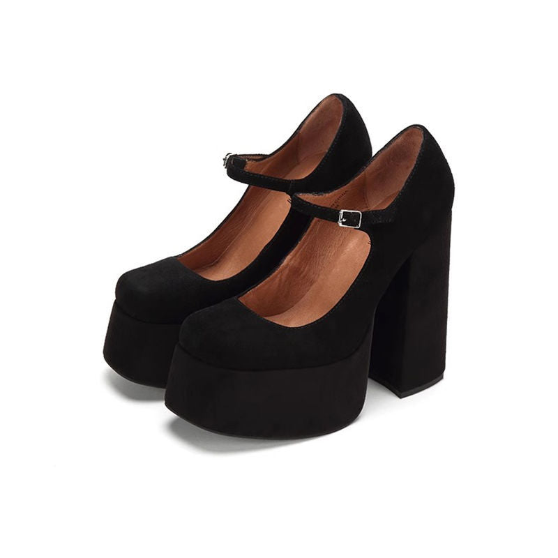 Damen elegante Plateau-Pumps mit verstellbarem Riemchen EB