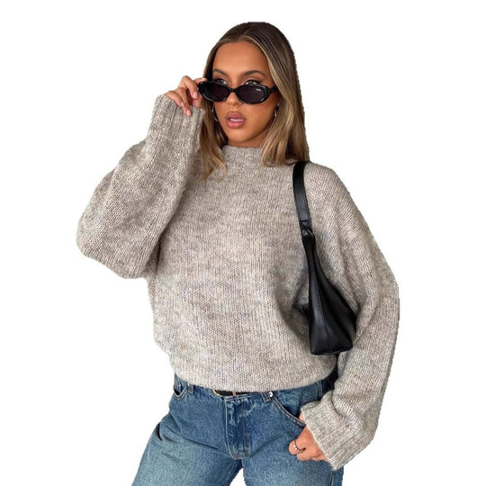 Damen kuscheliger Strickpullover mit weitem Schnitt und Struktur EB