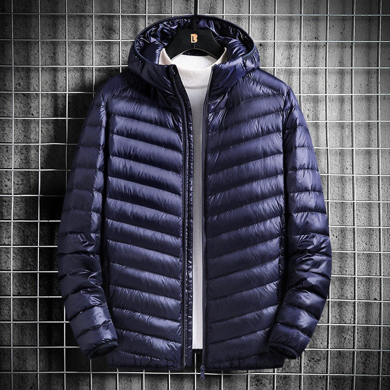 Herren nan ultraleichte Steppjacke mit Kapuze, winddichter Außenhülle und packbarem Thermofutter EB
