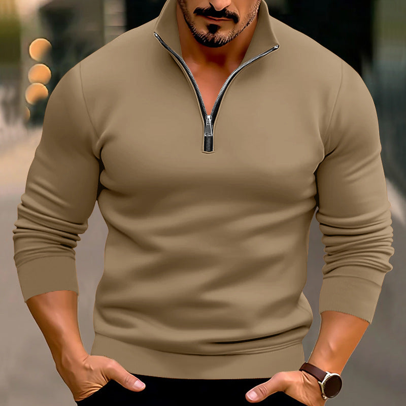 Herren Strickpullover mit halbem Reißverschluss und bequemem Schnitt EB