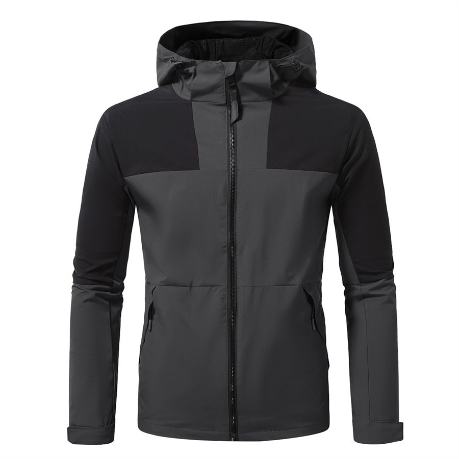 Herren funktionale Outdoor-Jacke mit verstellbarem Kapuzenbereich EB